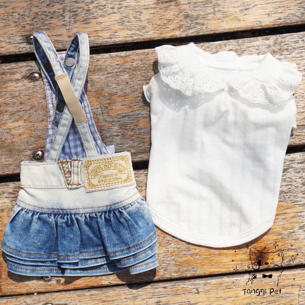 Tangqi Классическое Модное Джинсовое Платье-Сарафан с Градиентом для Кошек и Собак