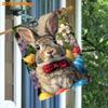 1pcs, Happy Easter, Rabbits Wearing Bow Ties, Easter Eggs, Flowers, Butterfly Patterns (2) - Flagdouble-sided Garden Flag Courtyard Decoration, Outdoo