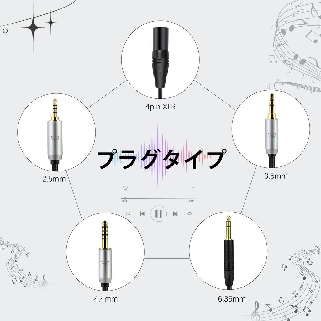 Okcsc TCSR9 Headphone Cable A2DC for Earphones and Headphones for Compatible with OFC Length Re-Cable Audio-Technica ATH-ADX5000, ESW950, SR9,