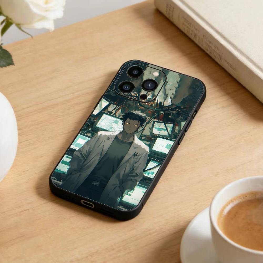 STEINS GATE F-Ринтаро О-Окабэ Чехол для телефона для iPhone 16,15,14,13,12,17,Pro Max,Plus Силиконовый Черный Чехол