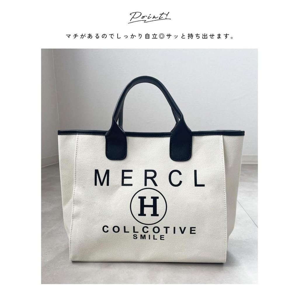 Tote Large Free Logo Canvas Bag [DIVA Rose] Women's Bag, Canvas, Capacity, Lightweight, Standing, Handbag, Handbag, Stylish, Mother's Bag, (Black)