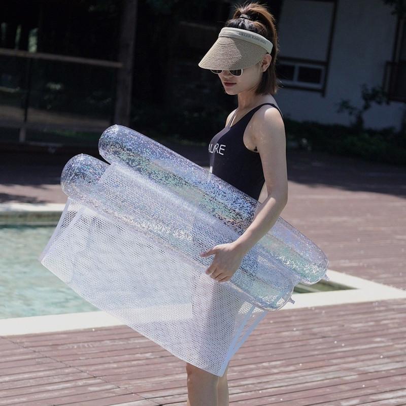 Горячая Распродажа Прозрачное ПВХ Плавающее Кресло с Блестками Надувной Гамак для Взрослых 130*70см Овальный