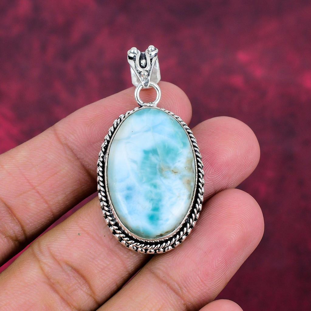 Подвеска из стерлингового серебра 925 пробы с ларимаром, изумительная подвеска ручной работы с драгоценными камнями, подарок жене