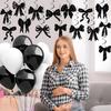 Черные украшения на день рождения Clabby Black Bow Черная Кокетка Спирали Гирлянда Баннер Бант Украшения для вечеринки Лента Бумажные вырезки для девочек Праздник для новорожденного
