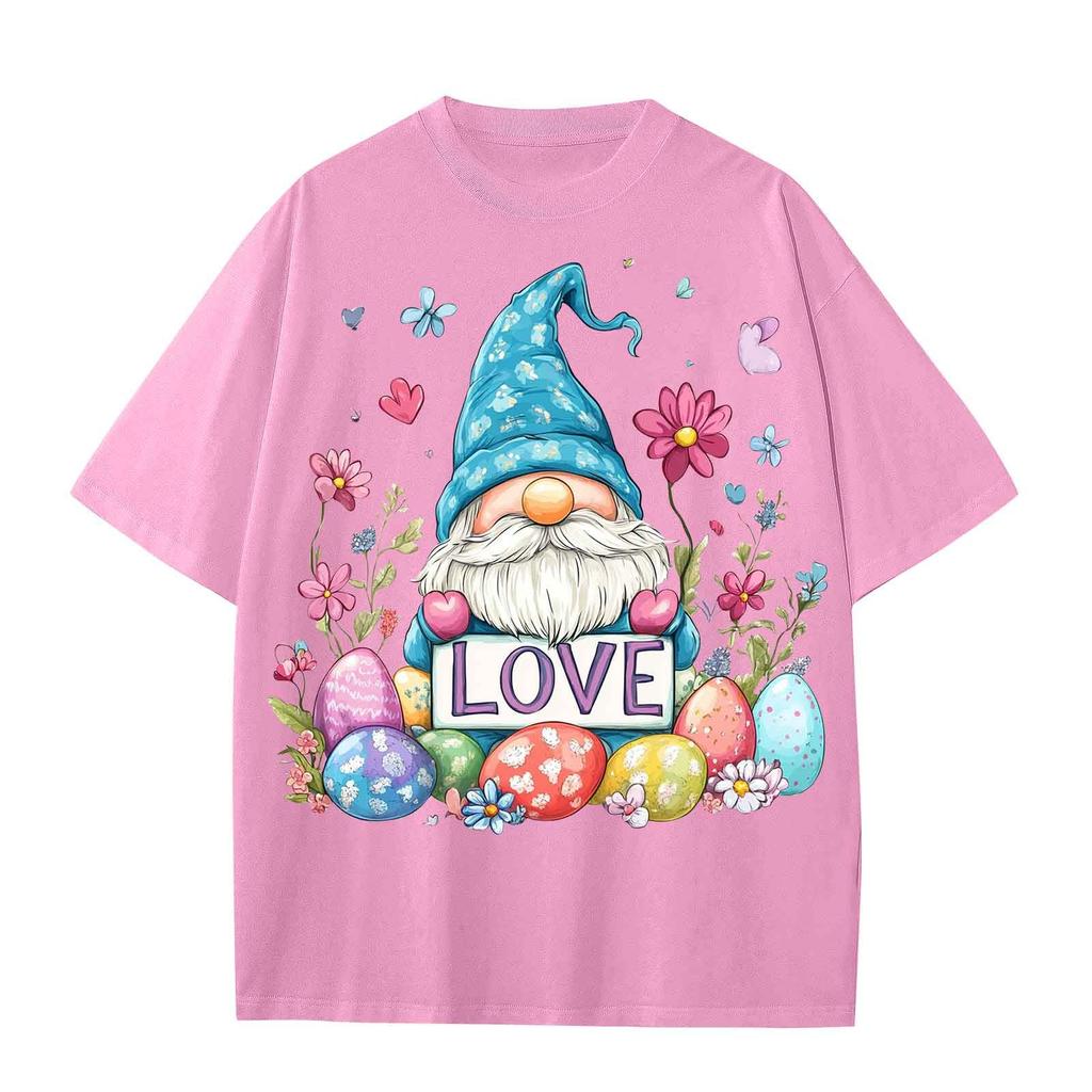 Boys And Girls Casual Loose Easter Print T-Shirt Round Neck Pullover Short Sleeve Top