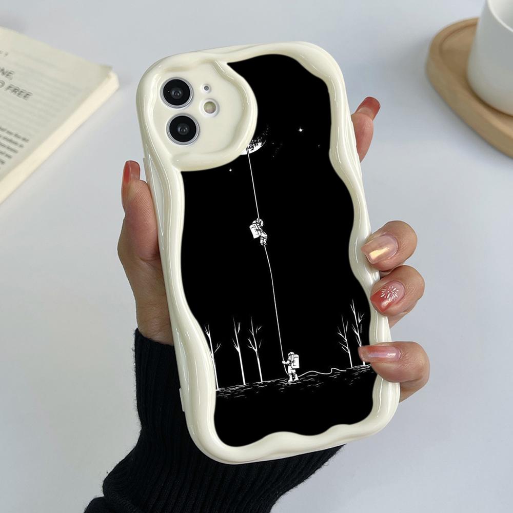 Ae97 Space Moon Astronaut Black art защитные чехлы для телефонов Samsung S23 S24 Ultra A55 A14 A25 Infinix Hot 40 Pro Tecno Spark 20 Wave TPU задняя крышка