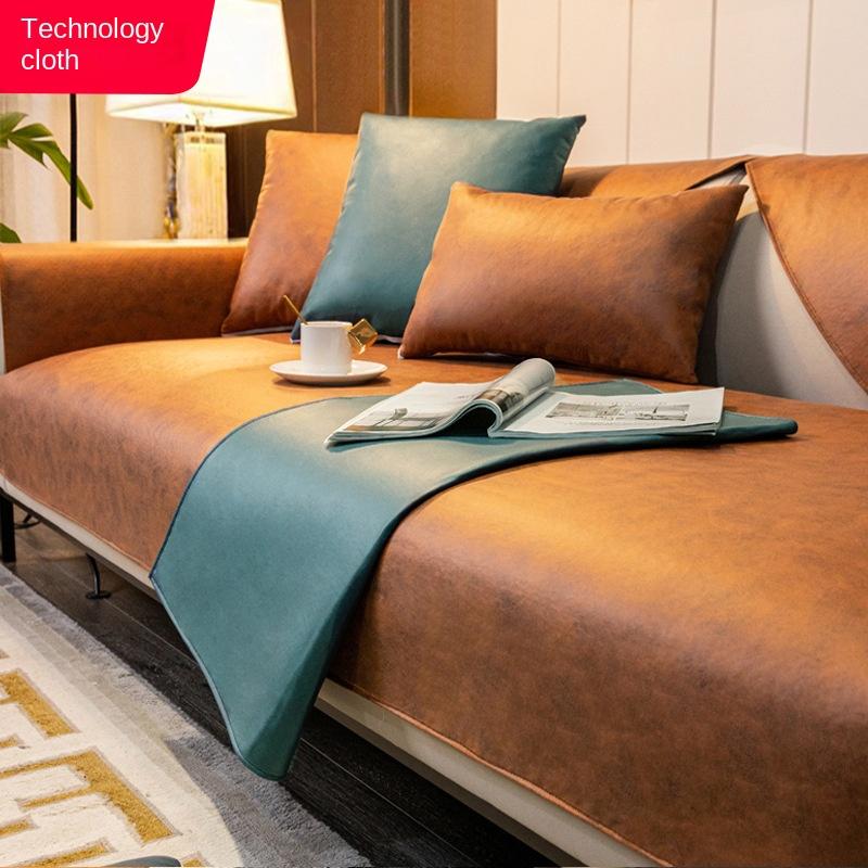 Кожаная антипригарная меховая подушка для дивана, универсальный водонепроницаемый и устойчивый к кошачьим царапинам чехол для дивана из технической ткани для всех сезонов