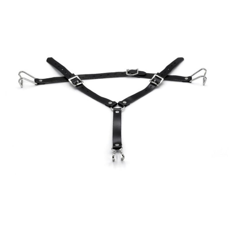 Leather-and-Metal Head-Mounted Mouth Gag with SM Training Features Alternative Control Nose Hook Integrated Mouth Expander Sex
