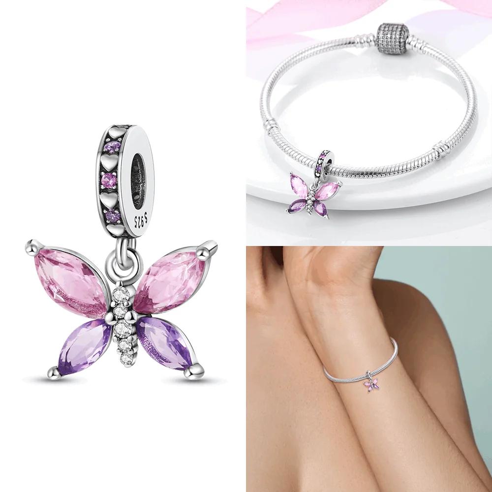 Glowing Luminous Firefly Original Copper Butterfly Pendant Charm Beads Fit Bracelet Charm Making Jewelry Fine Gift Accessory