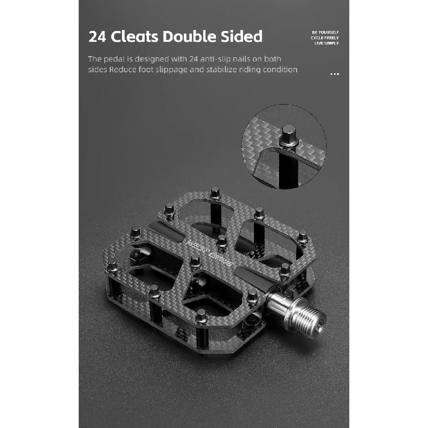 WEST BIKING Ultra-Light Carbon Fiber Pedals 3 Bearing Cycling Pedals Labor Saving Anti-Slip MTB Road Bicycle Pedal Accessories