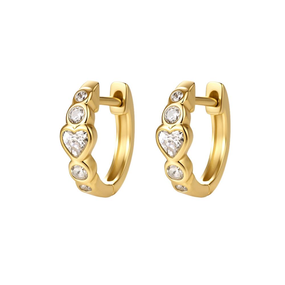 Damila Jewelry Luxury Valentine Gift 18K Gold Plated 925 Silver Cubic Zirconia Heart Series Hoop Earrings for Women