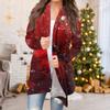 Women's Fashion Casual Christmas  Print Medium Length Cardigan Jacket Coat