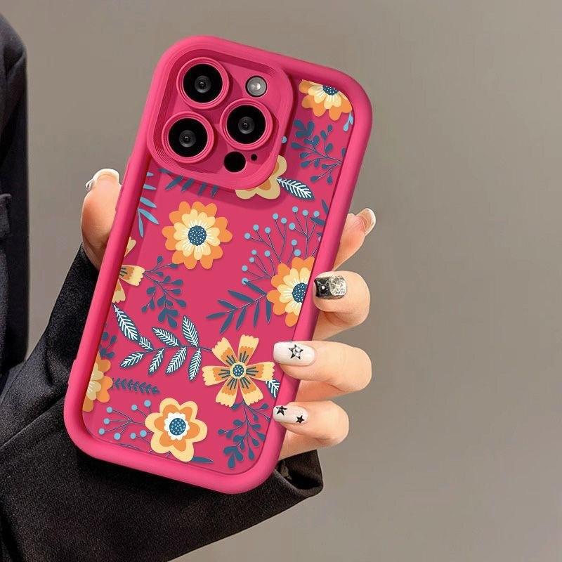 Чехол для телефона iPhone16ProMax с цветами 14 Apple 13 Матовый 12/15 Премиум 11 Мелкие поры