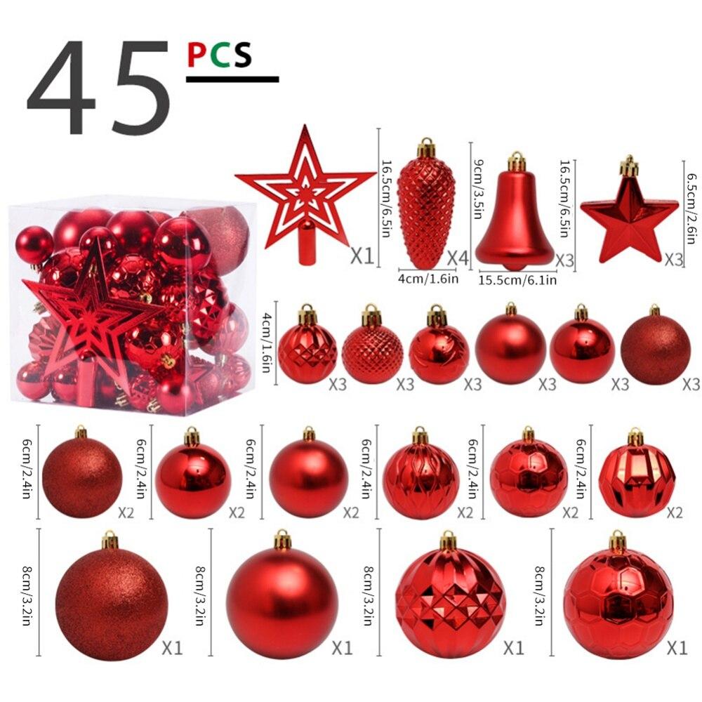 Рождественский шар, 45 шт., небьющийся набор подвесок в виде рождественского шара