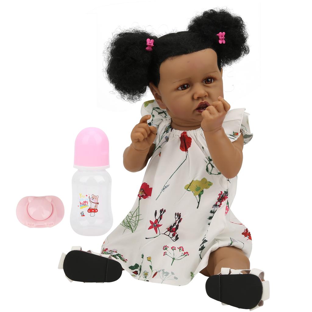 23-дюймовый набор для кукол Reborn Baby, ручная работа, черные волосы, кожа, девочка, кукла, модные детские игрушки, подарок, карие глаза