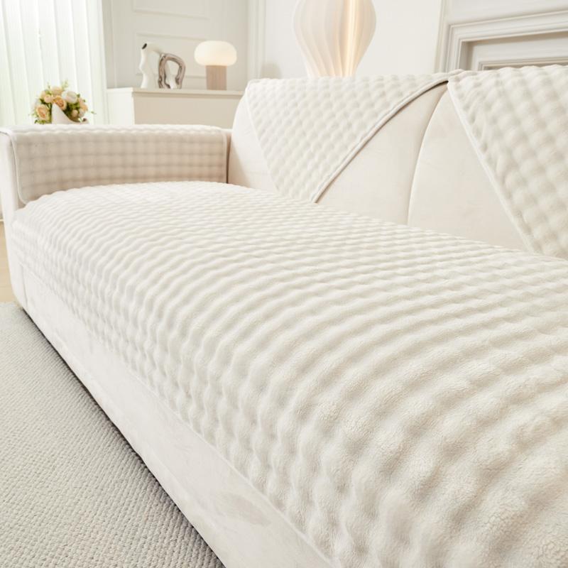 Подушка для дивана из фланелевой ткани Nordic, однотонные чехлы для диванов в гостиную, универсальные нескользящие чехлы для диванов, зимние теплые подушки для диванов