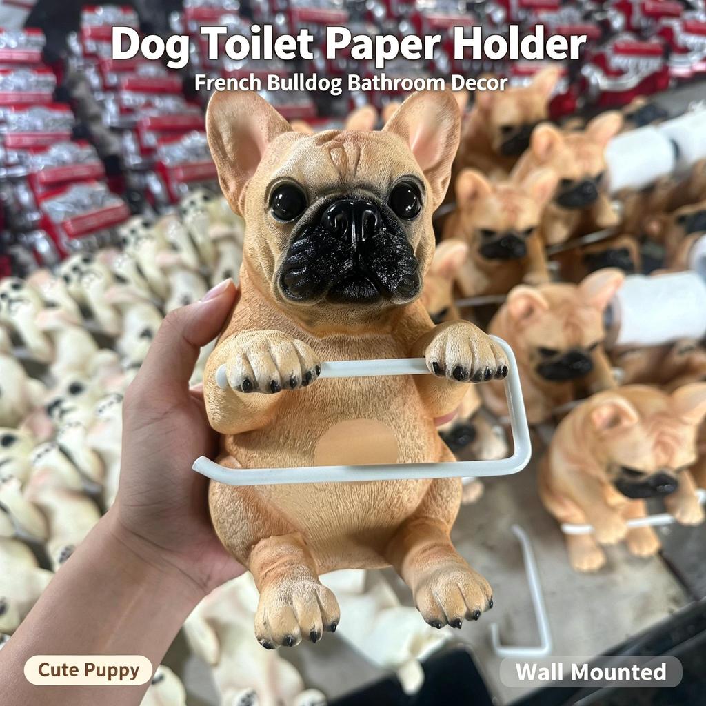 Cute Dog Resin Toilet Paper Holder, Decorative Tissue Rack For Home Bathroom Ornament
