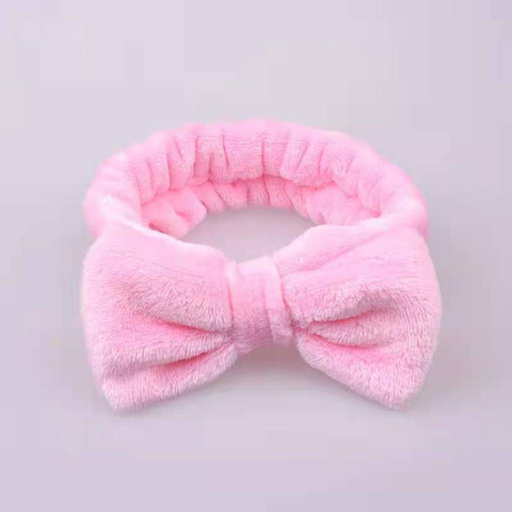 Bowknot Headband Solid Color Ladies Wide Face Wash Headband Plush Headband