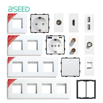 BSEED Стеклянные рамки ТВ/ST/USB Розетка Type-C EU Розетка CAT5 RJ45 HDMI Розетка Функциональные части 1/2-клавишные Механические кнопочные выключатели Часть