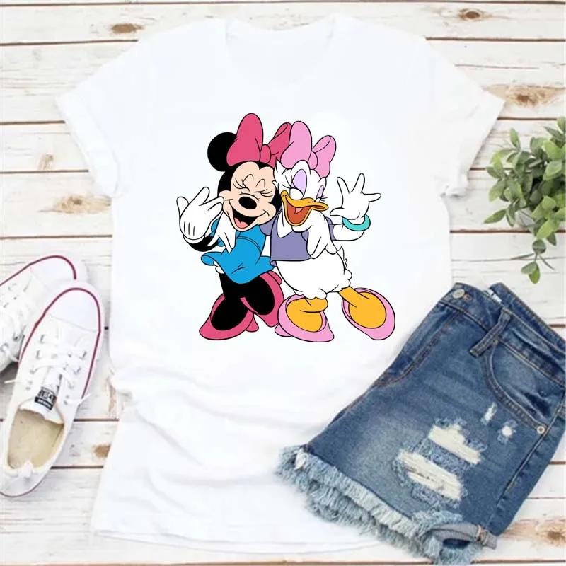 Kawaii Tee Cartoon T Shirt Daisy Duck Print T-shirt Clothes Fashion Short Sleeves Girl Top Casual Shirts Unisex