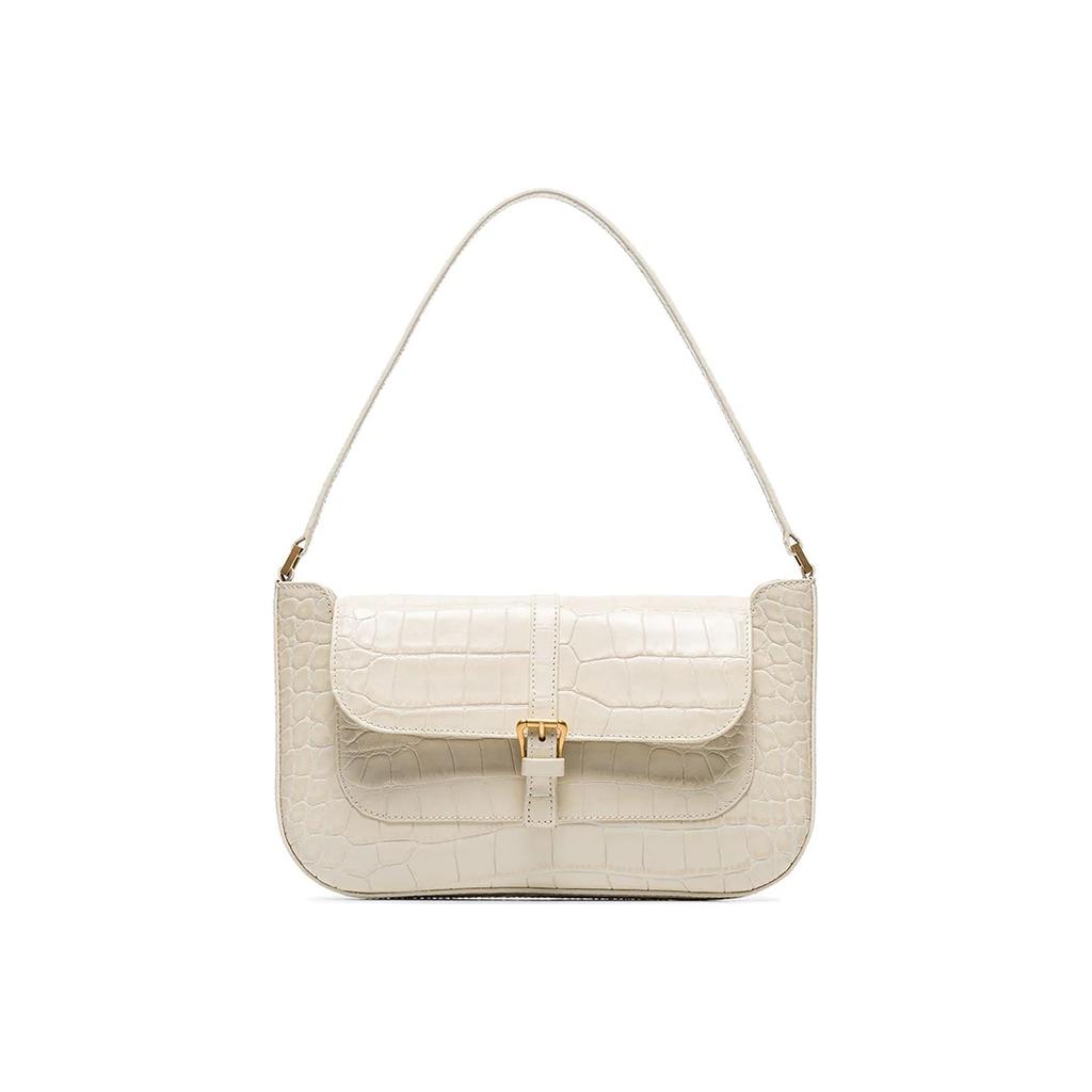 By Far Miranda Series Leather Crocodile Embossed Shoulder Bag Women Handbags Off-White 19FWMDASCEDMEDCE