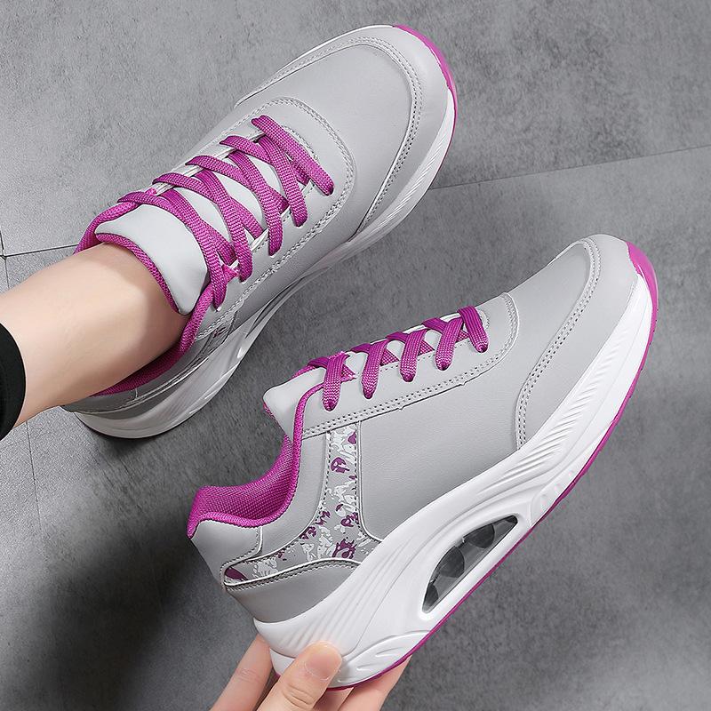 Новая женская обувь короткие белые туфли студенческие спортивные и повседневные туфли на мягкой подошве на толстой подошве увеличивающие рост туфли-качалки кожаная поверхность