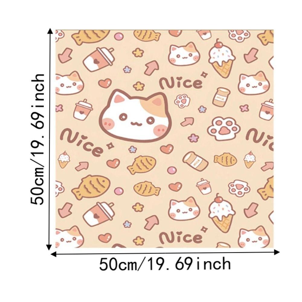 Cat Pattern Lunch Box Wrapping Cloth Foldable Reusable Cold Hot Insulation Cover Practical Eco-Friendly Self-Adhesive Cloth