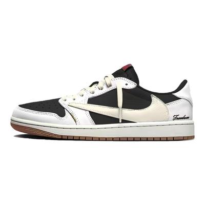 X Travis Scott Air Jordan 1 Амортизация Устойчивость к истиранию Низкие Винтажные Баскетбольные Кроссовки Унисекс Белый DZ4137-700(Команда1803-3)