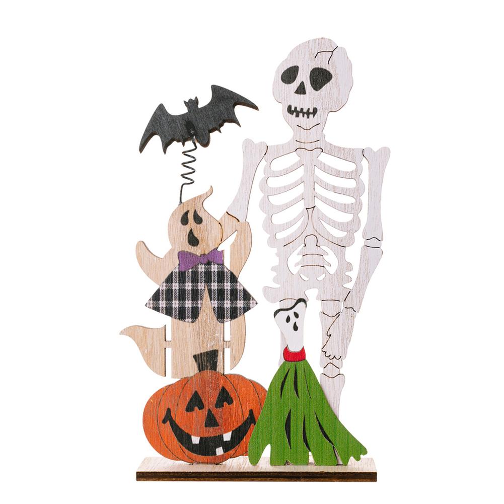 Halloween Wooden Ornaments With Pumpkin Bat Skull Halloween Party Horror Props For Trick Or Treat Party Decor