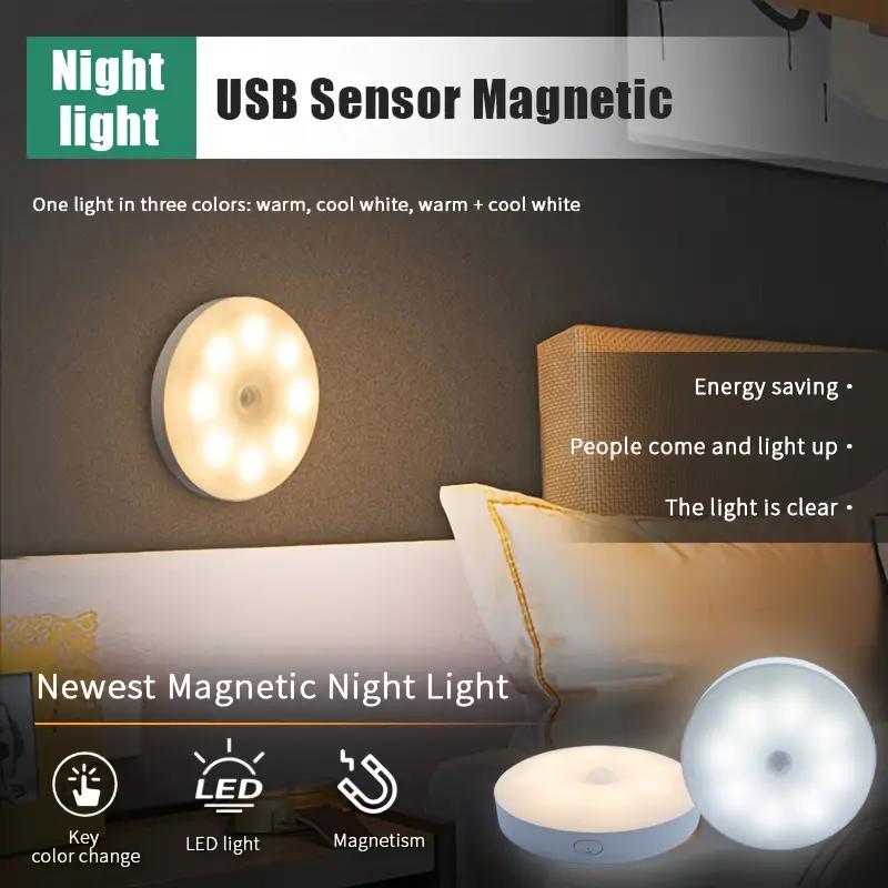 1 шт., светодиодный ночник с датчиком движения - сверхчувствительное обнаружение PIR для мгновенного включения/выключения - энергосбережение и работа от заката до рассвета - простая установка