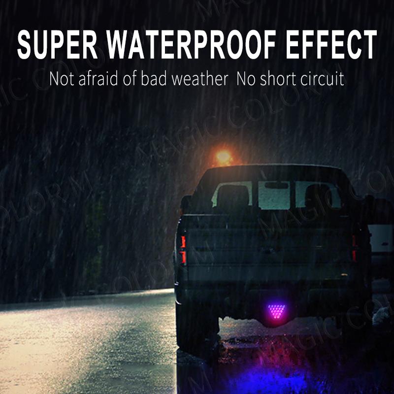 Для F1 стиль мотоцикла автомобильные пилотные огни треугольник задний стоп-сигнал предупреждающий стробоскоп стоп безопасность черный красный RGB бампер