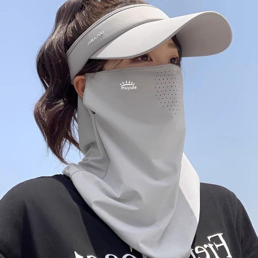 Летняя солнцезащитная маска из ледяного шелка, защита от ультрафиолета, защита от солнца, солнцезащитный крем для лица с полями, защита от солнца для езды на велосипеде на открытом воздухе