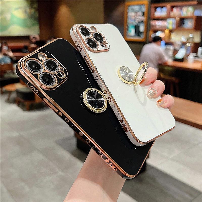 Мягкий чехол-держатель с кольцом для iPhone 14 13 12 11 Pro Max 13pro 14 Plus 14, противоударный бампер, гальваническая задняя крышка