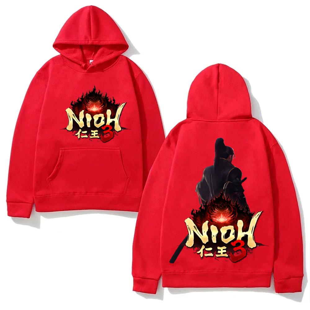 2026 GAME Nioh 3 Hoodie Action Role Playing Game Print Sweatshirt with Pocket Fleece Clothes Anime Retro Pullovers