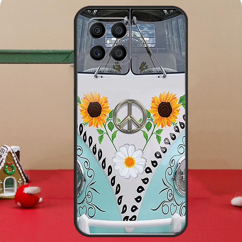 Чехол с рисунком Хиппи-автобус мира и подсолнухи для Honor Magic 6 7 8 Pro Honor 400 200 70 90 Lite X8c X8b X9a X9b X9c X9d Win RT