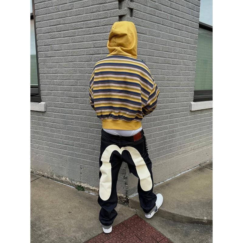 Striped Print Loose Fit Hoodie Unisex Streetwear Casual Long Sleeve Pullover