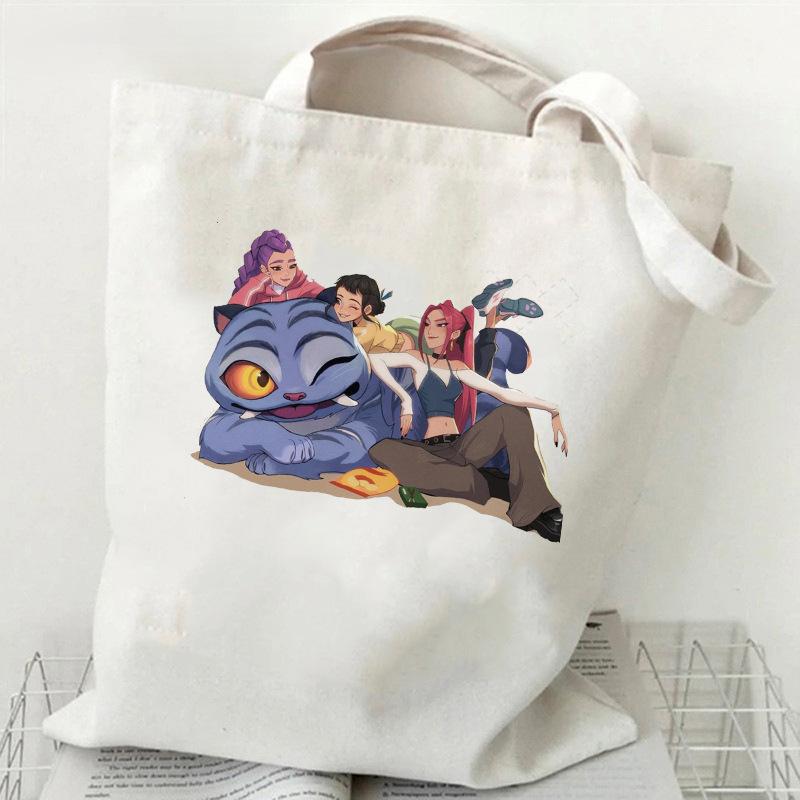 Сумка-шоппер из парусины с принтом KPOP Demon Hunter Group, студенческая, на каждый день, трендовая