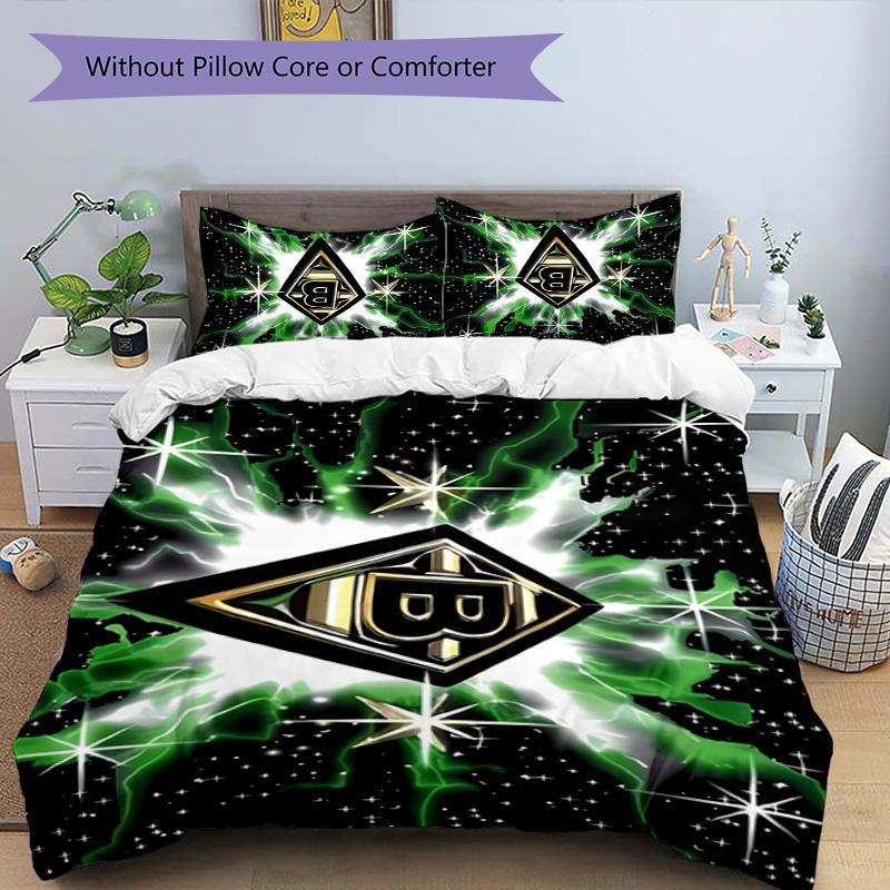 3pcs Borussia Monchengladbach logo pattern bedding set duvet cover set includes duvet cover &pillowcases,perfect all season bedroom decoration&gift