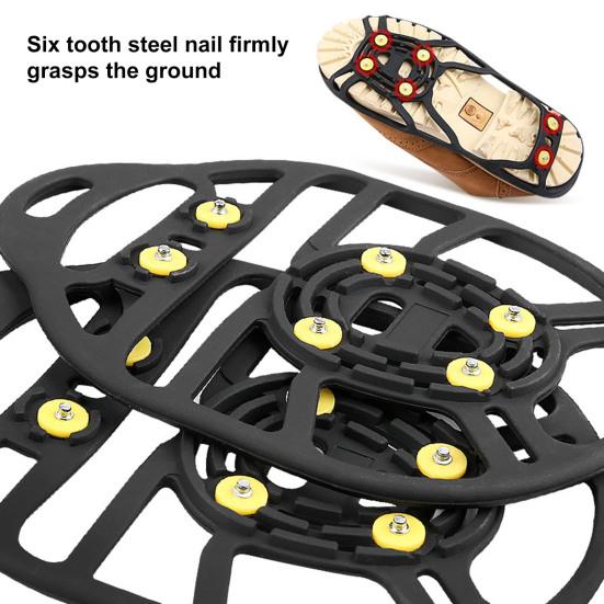 Шипы для ледовой езды Противоскользящие башмаки Шипы для захвата 6 стальных шипов Кошки для ходьбы на открытом воздухе