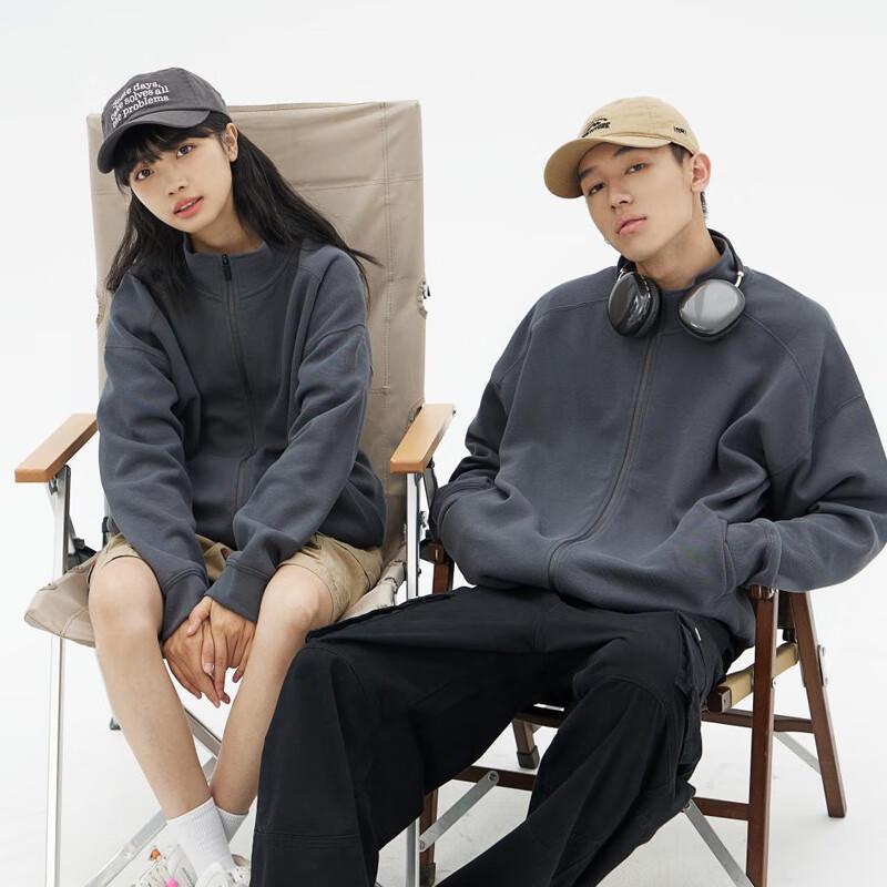 Fengxun Customizable Drop Shoulder Stand Collar Zipper Sweatshirt