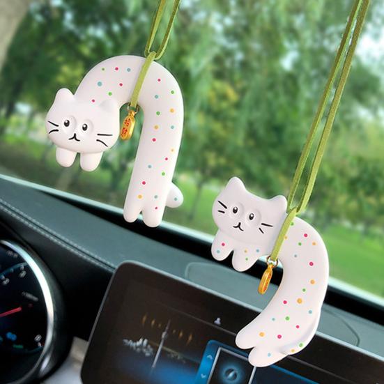 Милый кот, подвесное украшение для автомобиля с шнурком, легко устанавливается, ароматизатор, подвеска для зеркала заднего вида, подвеска для автомобильного зеркала