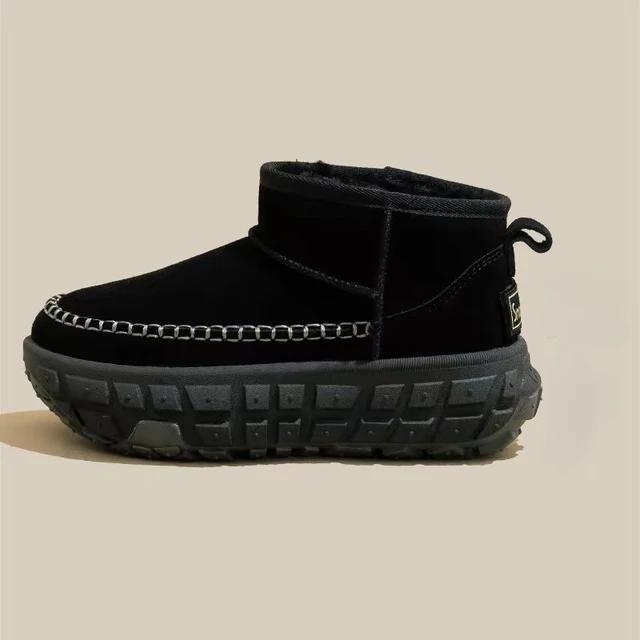 Бархатные высокие зимние ботинки для женщин на зиму 2025 года, новые теплые зимние ботинки на толстой подошве, износостойкие и нескользящие хлопковые ботинки