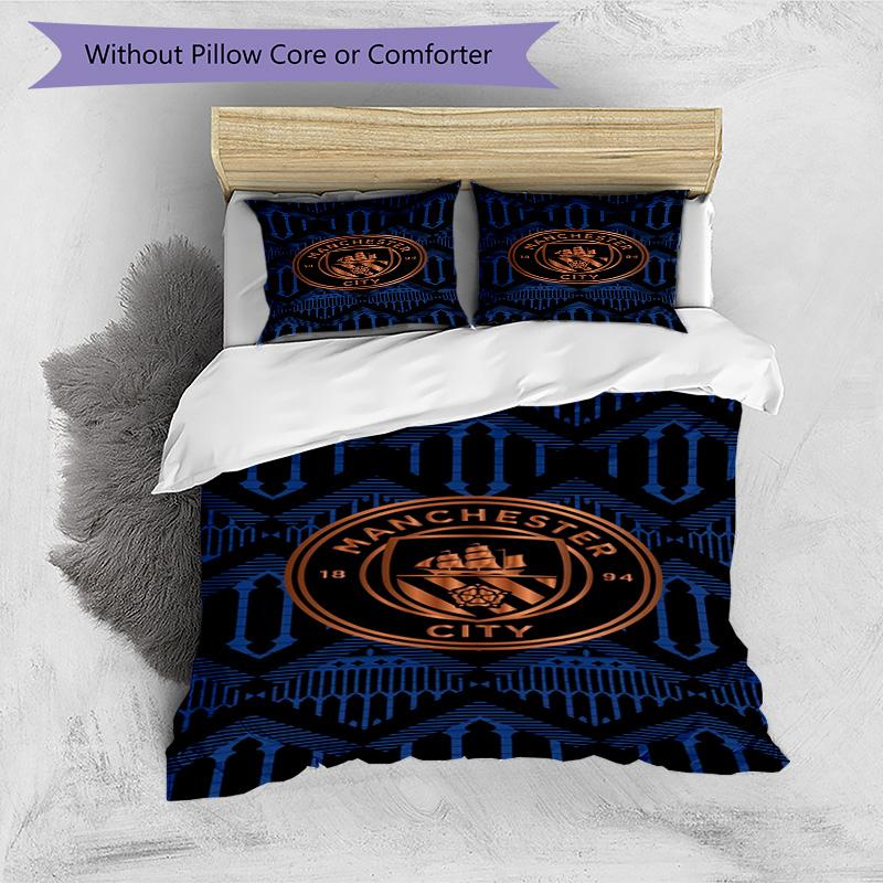 Manchester City F.C Printed Pattern Duvet Cover Set – includes 1 duvet cover and 2 matching pillowcases Bedroom decor Christmas gifts