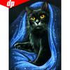 Алмазная вышивка Полный дисплей Животное 5D DIY Алмазная картина Черная кошка Полная круглая картина