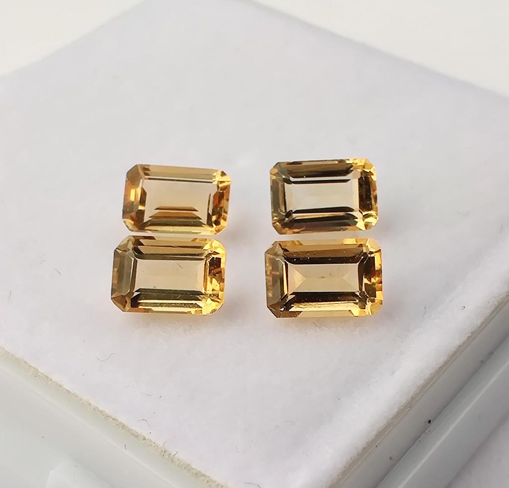 Лот из 4 камней, натуральный ограненный цитрин изумрудной огранки, россыпью, для изготовления ювелирных изделий, 3,50 карата, размер 7x5 мм.