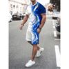 Новая футболка с градиентной текстурой, мужская летняя двухкомпонентная футболка, новый костюм с шортами, модная уличная повседневная спортивная одежда для мужчин, модели