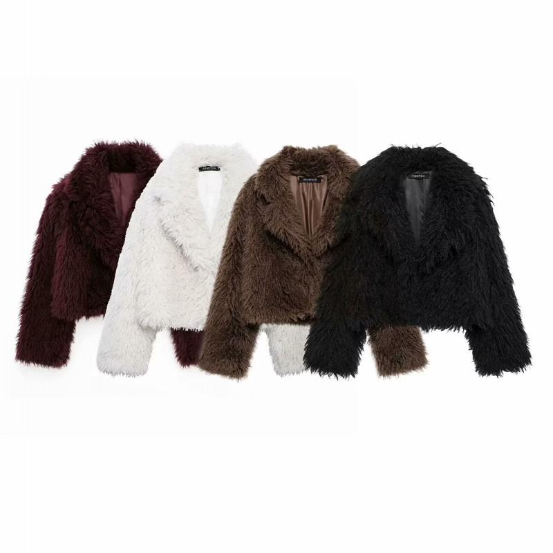 Womens Short Faux Fur Coat Fall Winter Stylish Versatile Streetwear Outerwear Adults