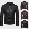 Men's High-Quality Korean Style Stand Collar Leather Jacket for Autumn and Winter