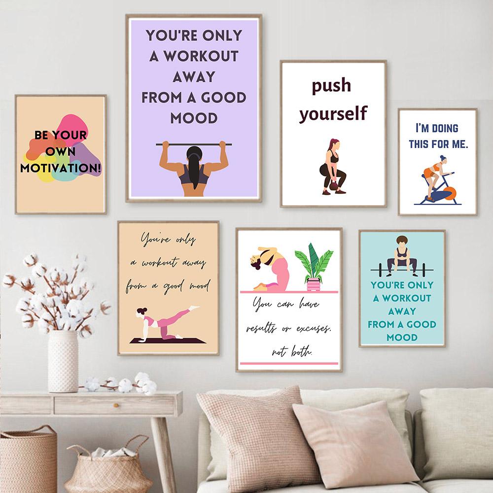 Пилатес Тренировка Графика Плакат Печать На Холсте Декор Стены Зала Йоги, Пилатес Подарок Бодибилдинг Руководство Фитнес Спортзал Картина Картина