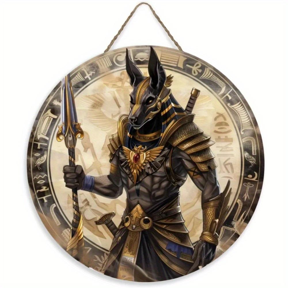 1pc 2d Flat Wood Vintage Egyptian Round Wooden Sign - 20cm Egyptian Mysterious Theme Sign Suitable for Home, Cafe, Apartment, Etc. - Festival, Lover